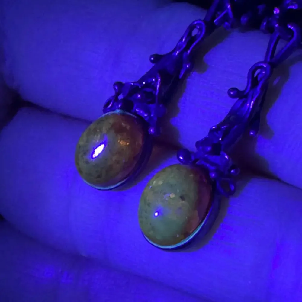 Amber Patina’d Silver Earrings Art Nouveau Style Floral Acid Tested Ornate 4.78g - Picture 10 of 13